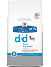 Prescription Diet Canine d/d разработан для поддержания здоровья собак при кожных реакциях и рвоте/диарее в случае аллергии, утка/рис