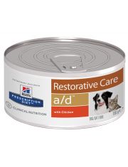 Prescription Diet Canine/Feline a/d создан для поддержания здоровья собак и кошек в период восстановления после серьезного заболевания, травмы или хирургического вмешательства.