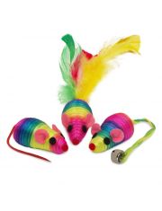 Набор игрушек для кошек Triol 3 радужные мыши из полиэстера