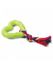 Игрушка для собак Triol Сердечко с веревкой, из цельнолитой резины и веревки из хлопка