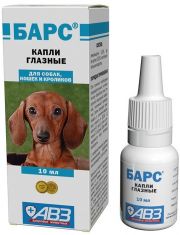 Капли глазные для кошек, собак и кроликов АВЗ Барс профилактика и лечение болезней глаз