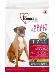 Сухой корм для собак 1st CHOICE Adult Sensitive Skin&Coat с ягнёнком, рабой и рисом, чувствительная кожа и шерсть