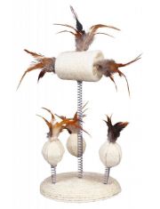 Игрушка для кошек Trixie Три мячика и катушка из люфы, с перьями