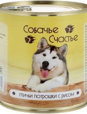 Консервы для собак Собачье Счастье Птичьи потрошки с рисом