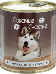 Консервы для собак Собачье Счастье Мясное ассорти в желе
