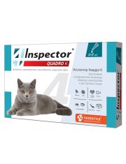 Капли для кошек INSPECTOR Quadro от 4 до 8 кг от внешних и внутренних паразитов