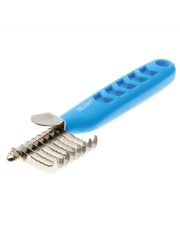 Колтунорез для кошек и собак Pet Line DeLight мелких пород, боковой мини, загнутый, синяя ручка