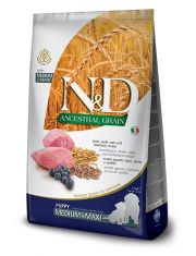 Сухой корм для щенков Farmina N&D ANCESTRAL GRAIN Lamb & Blueberry Puppy medium & maxi средних и крупных пород с ягненком, спельтой, овсом и черникой, низкозерновой