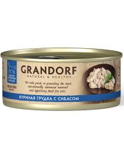Консервы для кошек GRANDORF Куриная грудка с сибасом