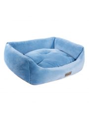 Лежанка для животных Gamma Василёк из плюша, прямоугольная, голубая