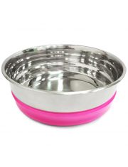 Миска для животных Triol металлическая с розовой резинкой