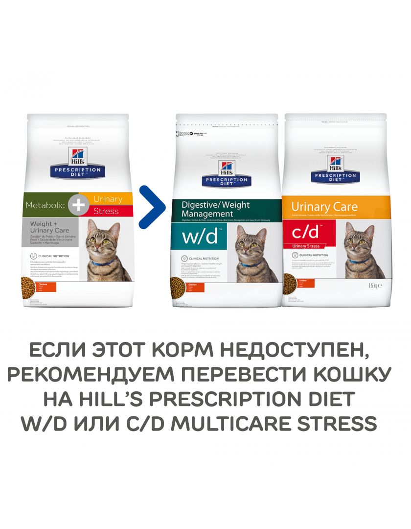 PRESCRIPTION DIET Urinary Stress+Metabolic корм для кошек при стрессе и  избыточной массе, с курицей в Санкт-Петербурге