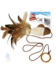 Дразнилка для кошек GiGw Cat Toys Рыбка с перьями на резинке и кошачьей мятой