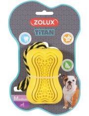 Игрушка для собак Zolux Titan Кость-кормушка с веревкой, желтая
