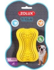 Игрушка для собак Zolux Titan Кость-кормушка с веревкой, желтая
