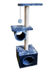Комплекс для кошек Zooexpress Куб две полки с трубой, мех однотонный, джут