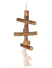 Игрушка для птиц Trixie деревянная с цепочкой и веревкой