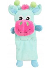 Игрушка для щенков Zolux Корова из плюша с пищалкой и шуршалкой, бирюзовая