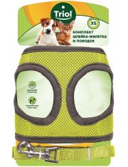 Шлейка-жилетка с поводком для собак Triol из нейлона, неоново-желтый