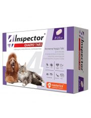 Таблетки для кошек и собак Inspector Quadro Tabs от 8 до 16 кг от внешних и внутренних паразитов