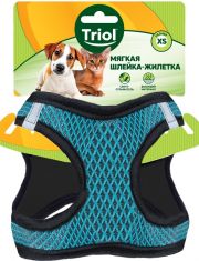 Шлейка-жилетка для собак Triol мягкая, нейлоновая, бирюзовая