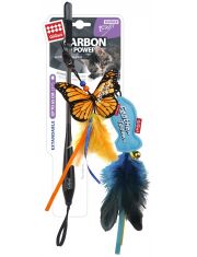 Дразнилка для кошек GiGwi Carbon Power телескопическая с двумя насадками бабочка и мышка