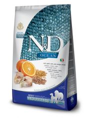 Сухой корм для собак Farmina N&D OCEAN Dog Meduim & Maxi Ocean Cod,Spelt,Oats&Orange средних и крупных пород с треской, спельтой, овсом и апельсином, низкозерновой