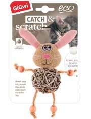 Игрушка для кошек GiGwi Catch & Scratch Eco Заяц с плетеным мячиком и колокольчиком
