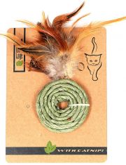 Игрушка для кошек Mon Tero Колечко с перьями с кошачьей мятой