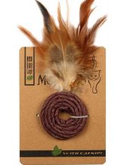 Игрушка для кошек Mon Tero Колечко с перьями и кошачьей мятой, фиолетовое