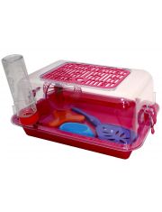 Террариум для грызунов Zooexpress пластиковая дверка с комплектацией, прозрачный