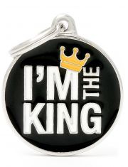 Адресник Круг "I'M The King", цвет черный