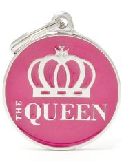 Адресник Круг "The Queen", цвет розовый