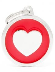 Адресник Круг красный "Сердце" большой Classic Big Red Circle Heart