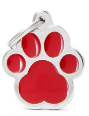 Адресник Classic "Лапка", цвет красный