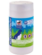 Салфетки для лап и шерсти животных Айда Гулять влажные с антисептическим эффектом