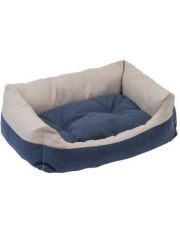 Лежак для животных Дарэлл Navy прямоугольный, пухлый с подушкой, бежевый