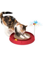 Когтеточка для кошек Hagen Catit Circuit Ball Cat Toy With Scratch Pad 3in1 круглая с мячиком и игрушкой-пчелкой, красная