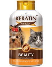 Шампунь для кошек и собак Rolf Club Keratin+Beauty с длинной шерстью, питательный