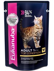 Влажный корм для кошек Eukanuba Adult Top Condition с курицей в соусе
