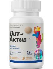 Витаминно-минеральный комплекс для кошек Вит-Актив Здоровье шерсти, способствует улучшению кожно-шерстного покрова