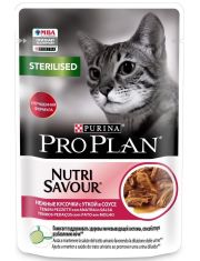 Влажный корм Pro Plan Nutri Savour для взрослых стерилизованных кошек и кастрированных котов, с уткой в соусе