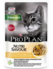 Влажный корм Pro Plan Nutri Savour для взрослых стерилизованных кошек и кастрированный котов, с курицей в соусе