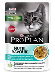 Влажный корм Pro Plan Nutri Savour для взрослых стерилизованных кошек и кастрированных котов, с океанической рыбой в соусе