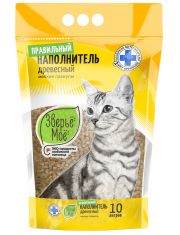 Наполнитель для кошачьего туалета Зверье мое Древесный, мелкие гранулы