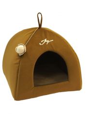 Домик Вигвам для кошек темный, с подушкой и игрушкой мячиком