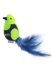 Игрушка для кошек Joyser Motion Птичка со звуковым чипом и перьями, зеленая