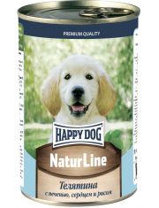 Консервы для щенков HAPPY DOG Natur Line Телятина, печень, сердце и рис
