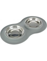 Миски для животных Trixie две миски из нержавеющей стали с силиконовой подставкой