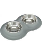 Миски для животных Trixie две миски из нержавеющей стали с силиконовой подставкой